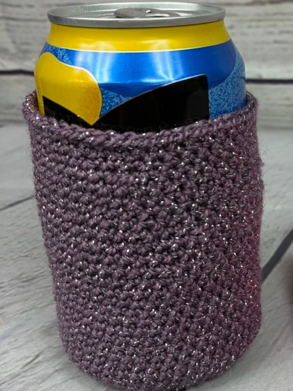 Handmade Purple Crochet Can Cozy Koosie